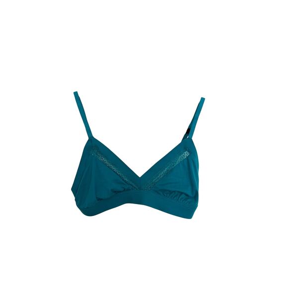 Victoria's Secret Bralette Womens Medium Teal Incredible Lace Triangle Plunge - Picture 1 of 5